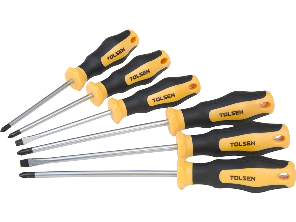 6pcs AntiSlip Grip Flat Phillips Pozidrive Screwdriver Set